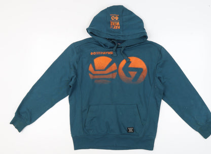 Haywire Boys Blue Pullover Hoodie - L, Logo Graphic
