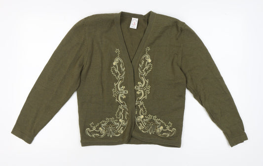 Country Casuals Women's Green V-Neck Cardigan Medium