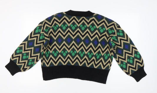 Apricot Women's Multicoloured Retro Pullover Jumper Size 12