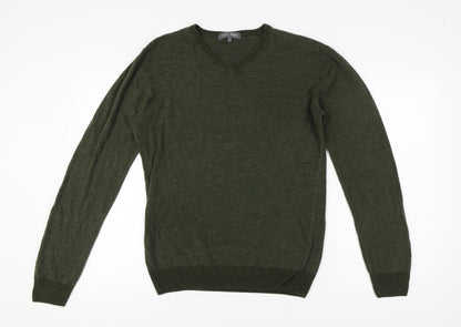 Marks and Spencer Green V-Neck Jumper Men L