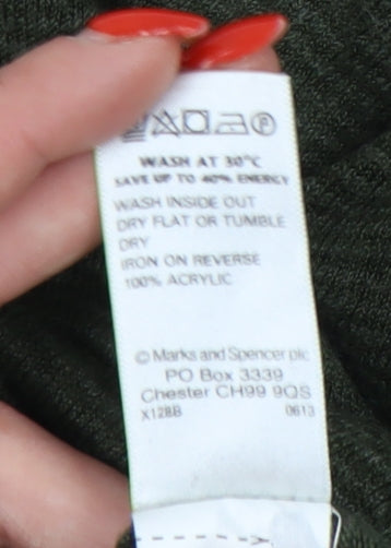 Marks and Spencer Green V-Neck Jumper Men L