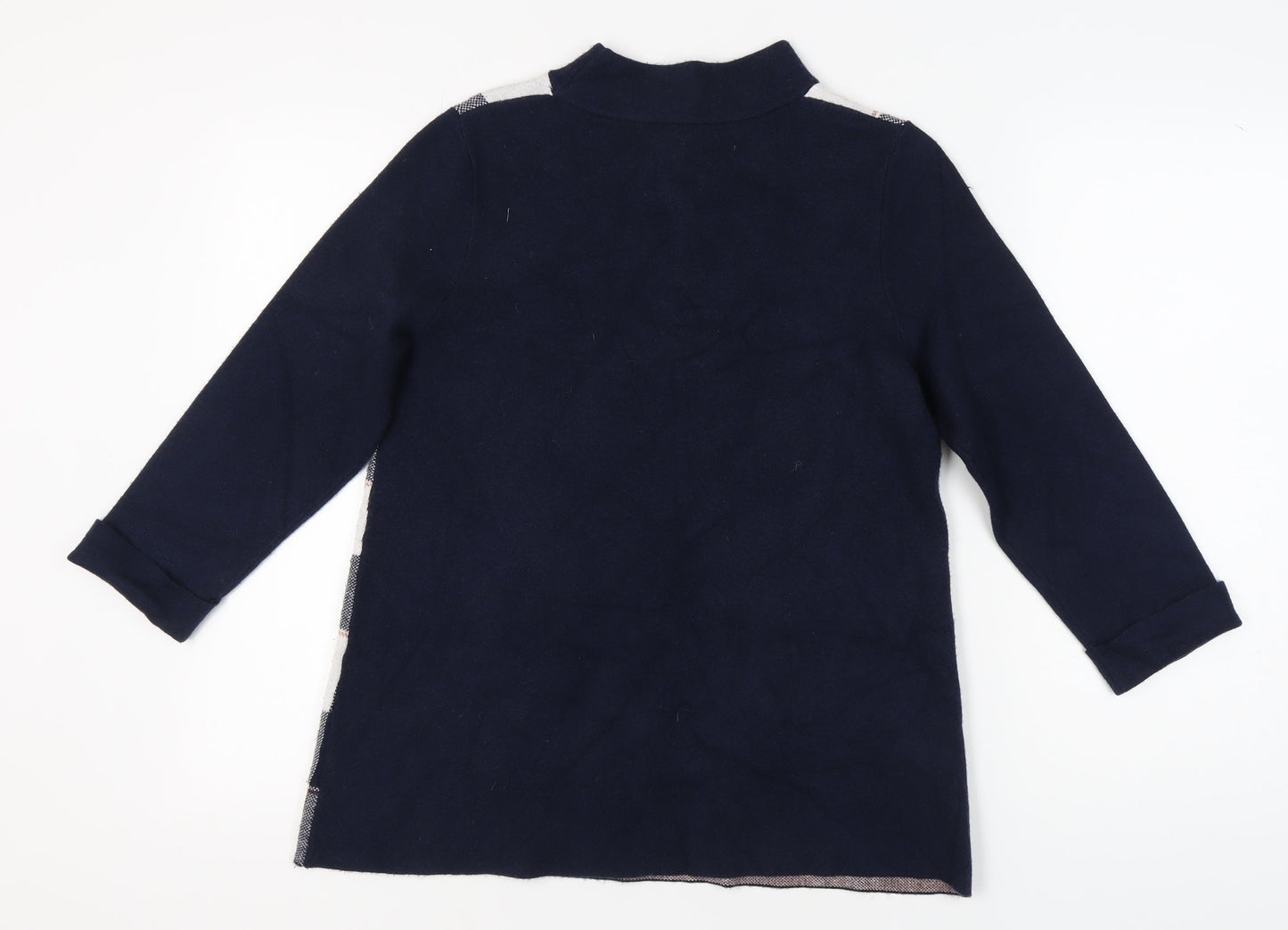 Max Studio Women's L Blue Check Mock Neck Jumper