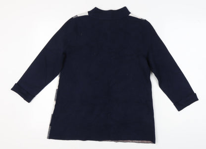 Max Studio Women's L Blue Check Mock Neck Jumper