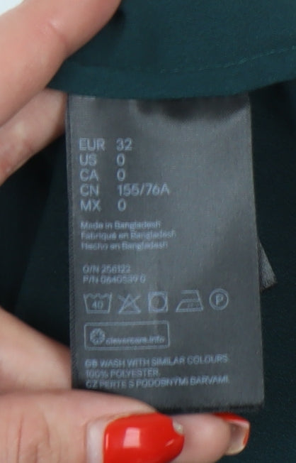 Womens UK Size 4 H&M Green Basic Blouse