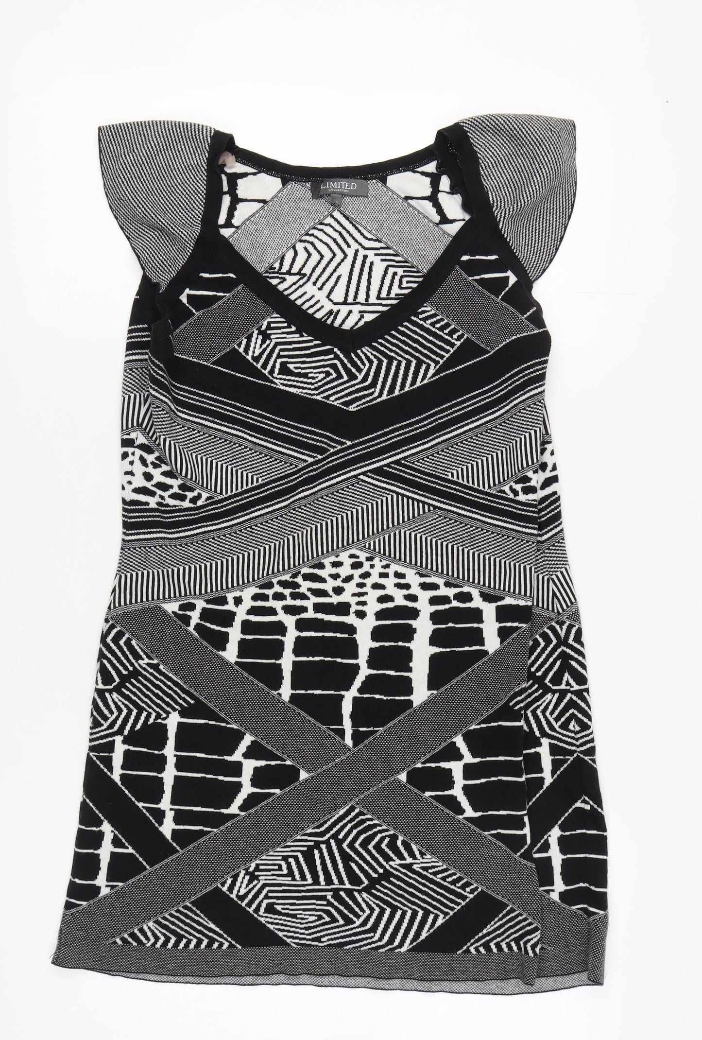 Marks and Spencer Women's Black & White Geometric Shift Dress, Size 18