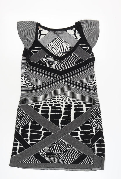 Marks and Spencer Women's Black & White Geometric Shift Dress, Size 18