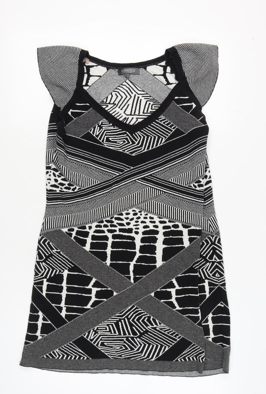 Marks and Spencer Women's Black & White Geometric Shift Dress, Size 18