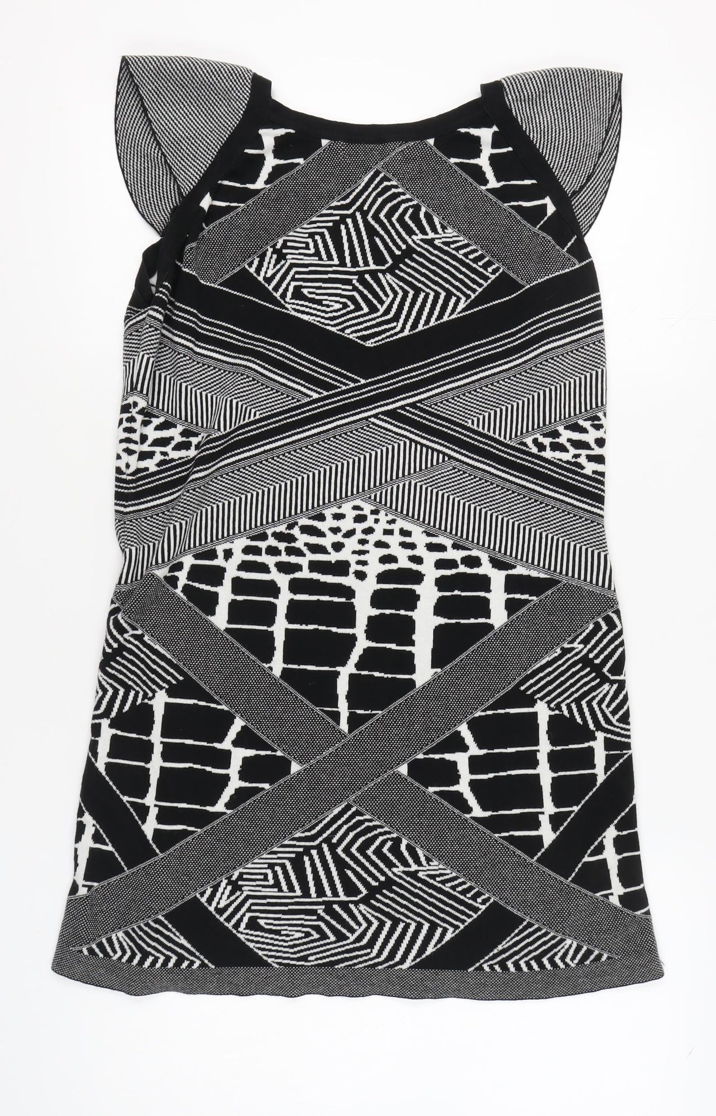 Marks and Spencer Women's Black & White Geometric Shift Dress, Size 18