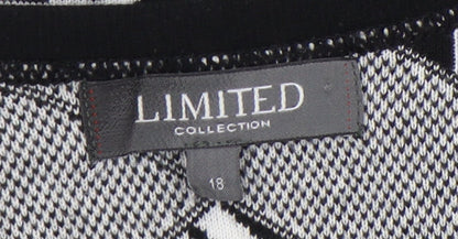 Marks and Spencer Women's Black & White Geometric Shift Dress, Size 18