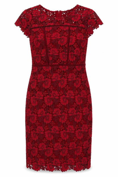 Marks and Spencer Women’s Red Floral Lace Dress Size 14
