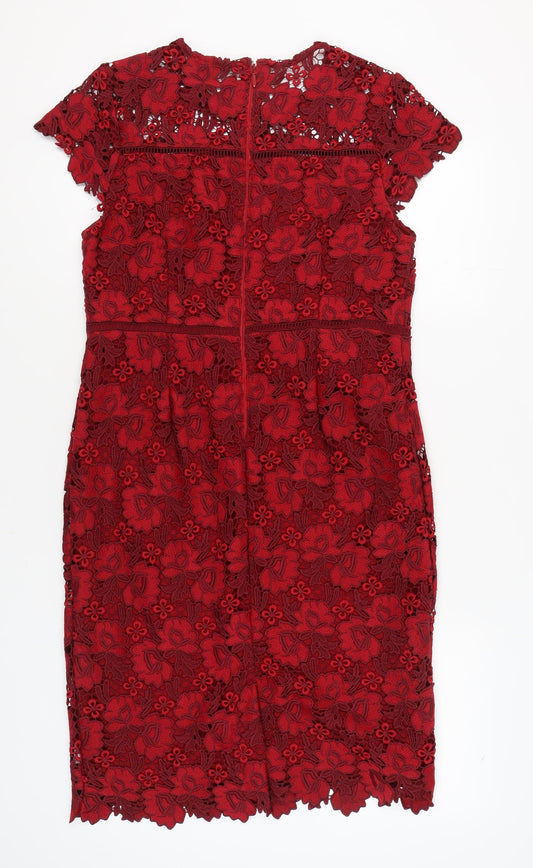 Marks and Spencer Women’s Red Floral Lace Dress Size 14