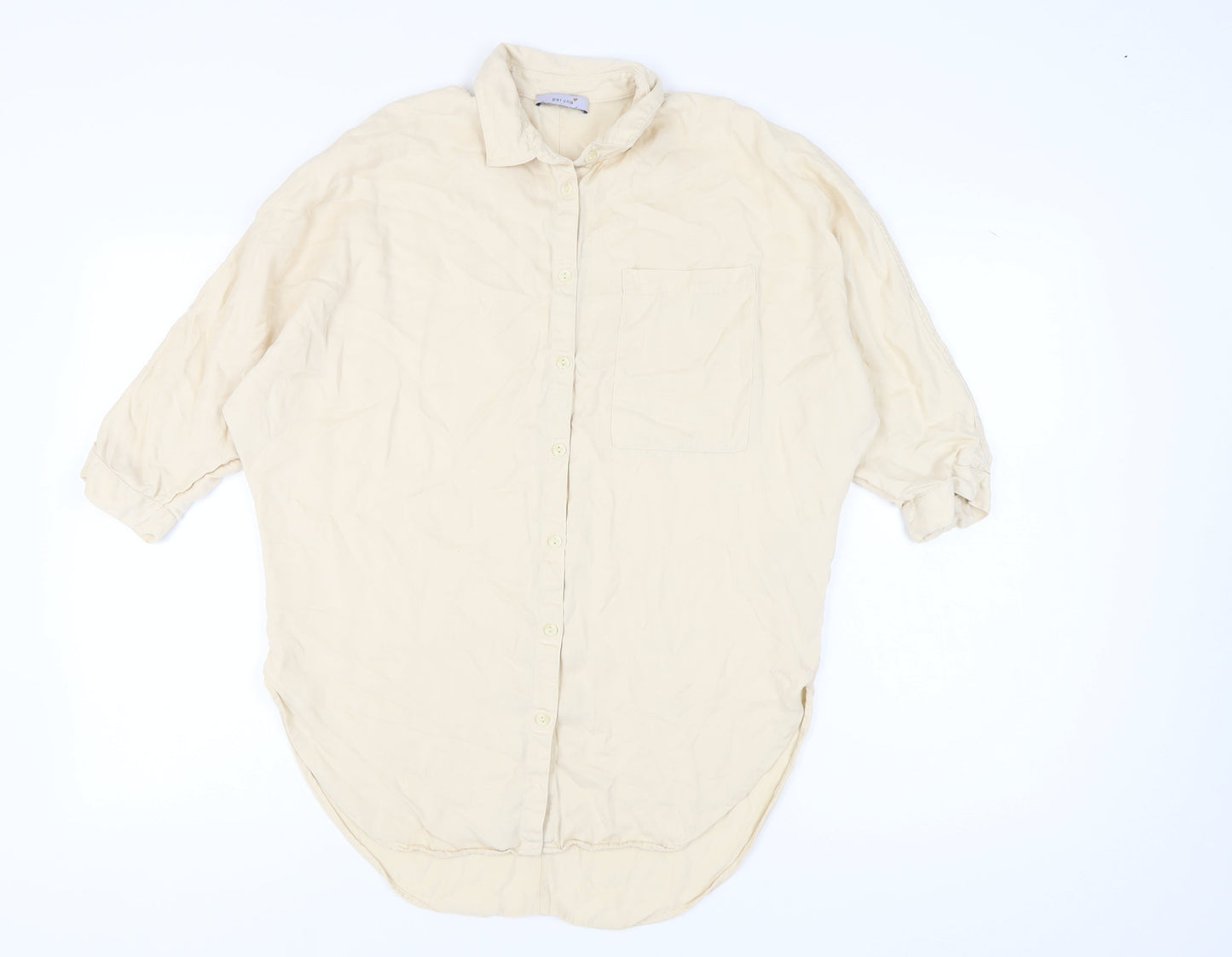 Womens UK Size 8 Marks and Spencer Beige Basic Button-Up