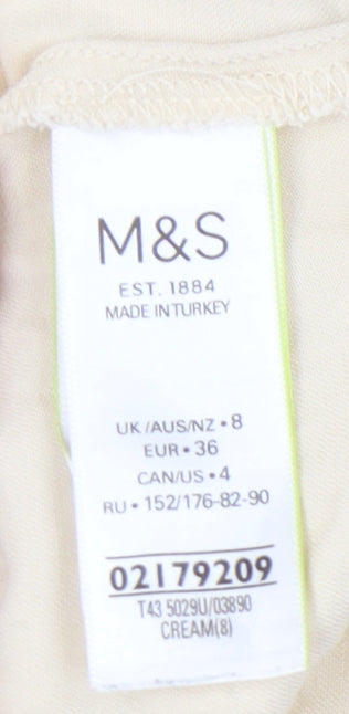 Womens UK Size 8 Marks and Spencer Beige Basic Button-Up
