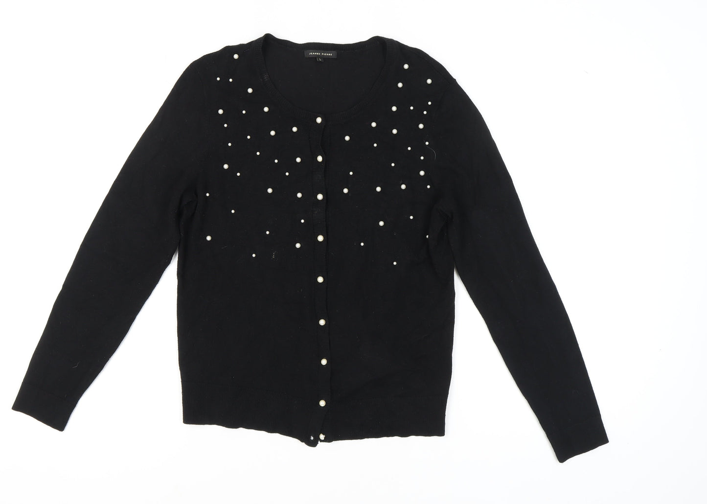Womens UK Size L Jeanne Pierre Black Cardigan Jumper