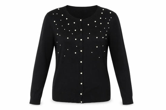 Womens UK Size L Jeanne Pierre Black Cardigan Jumper