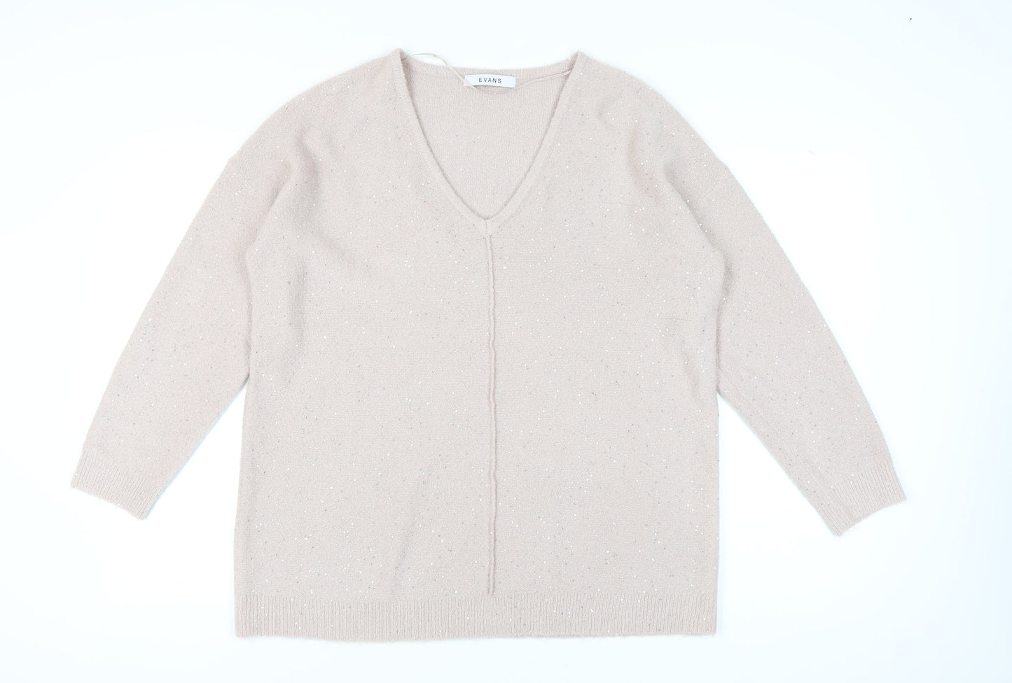 Evans Women's Pink V-Neck Pullover Jumper Size 18