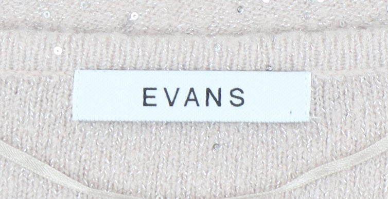 Evans Women's Pink V-Neck Pullover Jumper Size 18