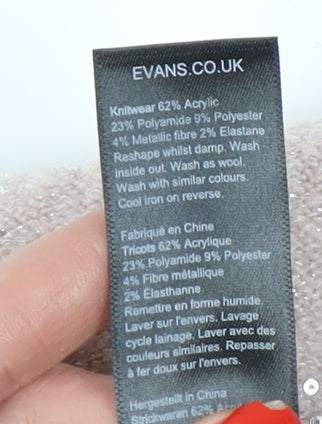 Evans Women's Pink V-Neck Pullover Jumper Size 18