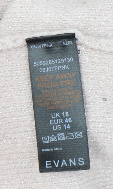 Evans Women's Pink V-Neck Pullover Jumper Size 18