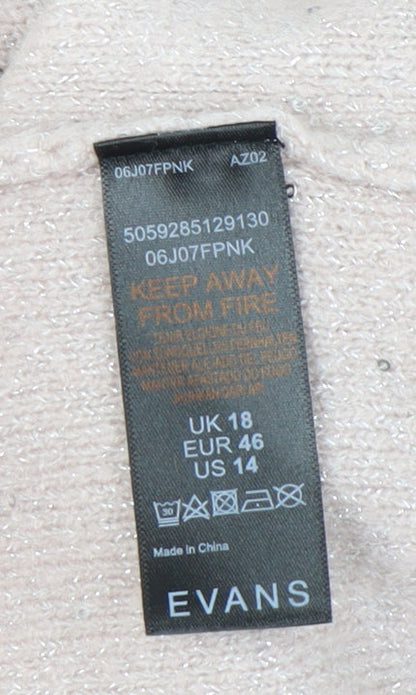 Evans Women's Pink V-Neck Pullover Jumper Size 18