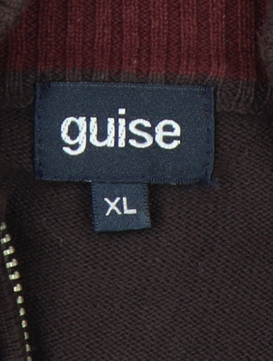 Guise Men's Brown Full Zip XL Cotton Jumper