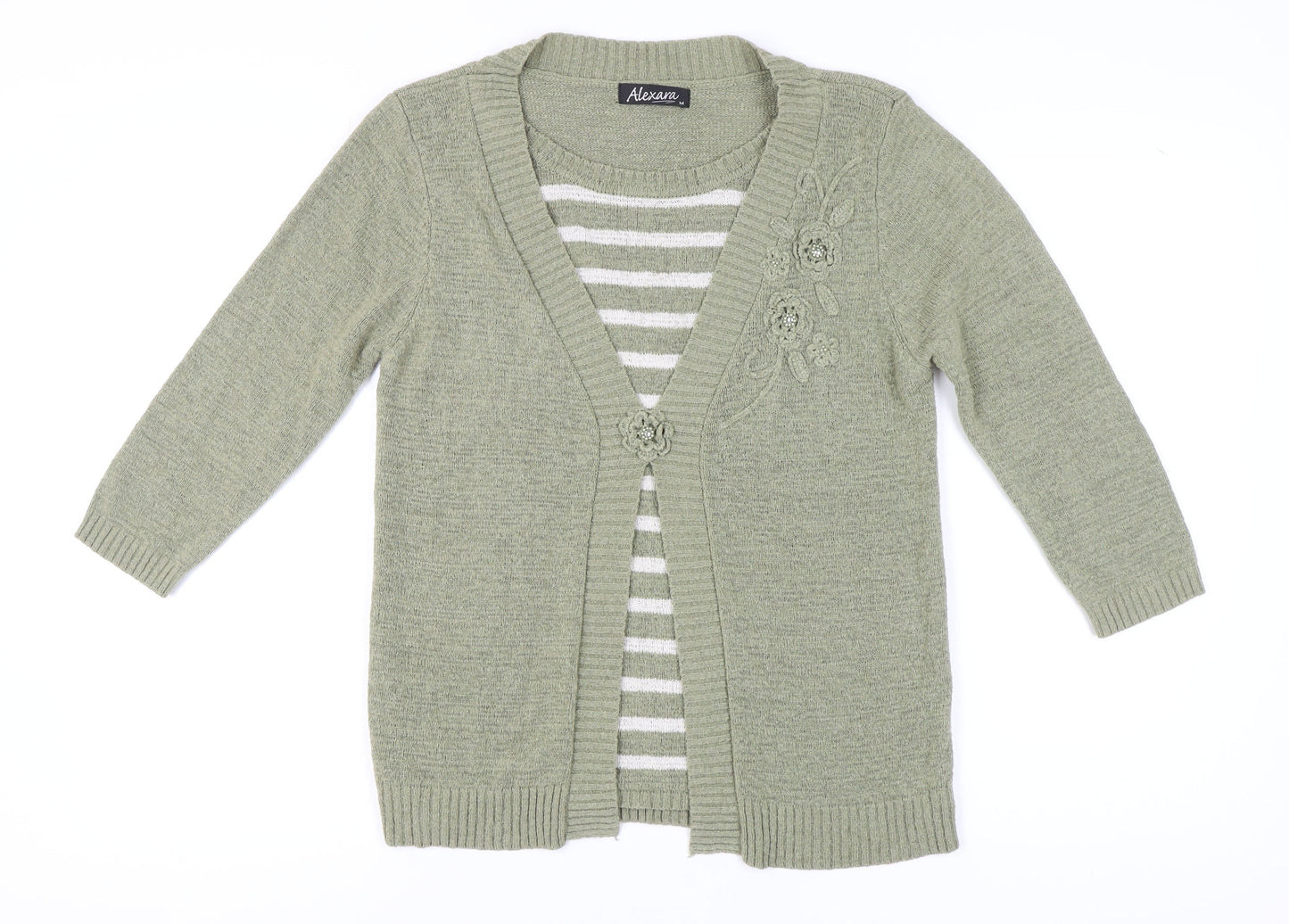 Womens UK Size M Alexara Green Cardigan Jumper
