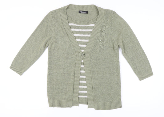 Womens UK Size M Alexara Green Cardigan Jumper