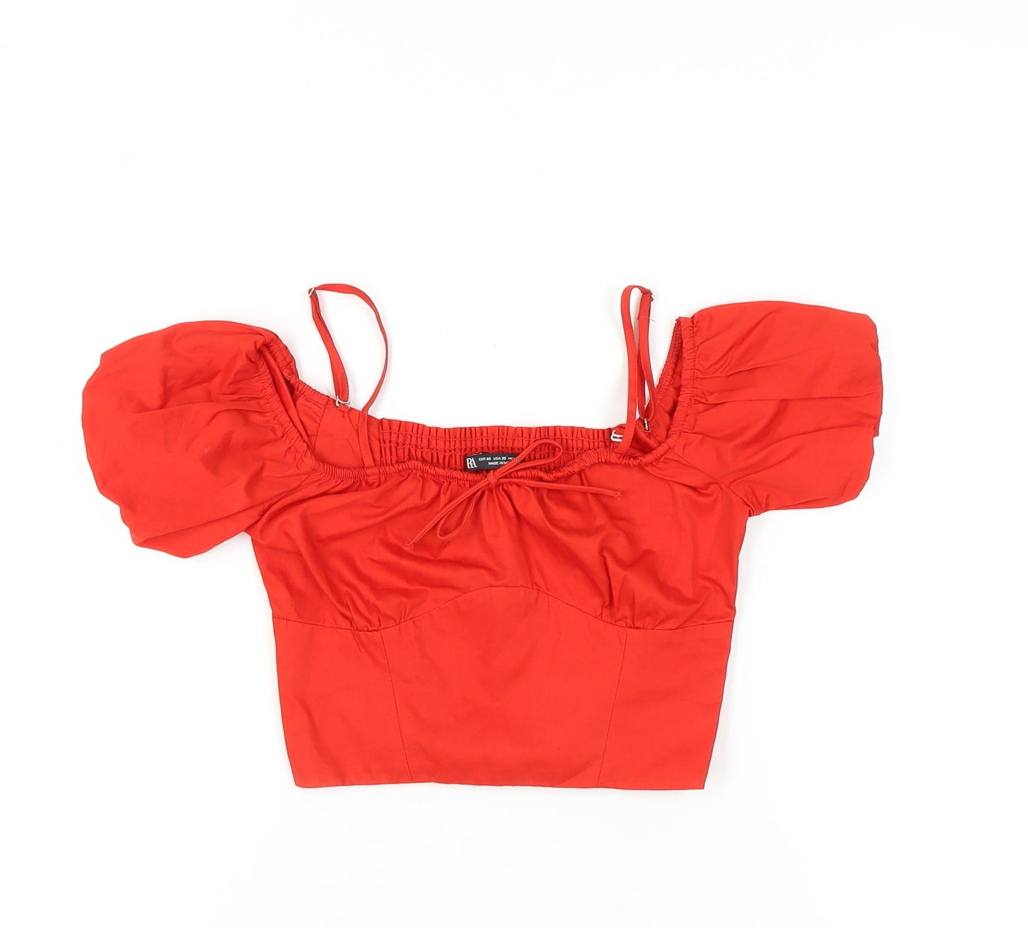 Womens UK Size XS Zara Red Cropped Blouse