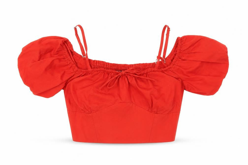 Womens UK Size XS Zara Red Cropped Blouse