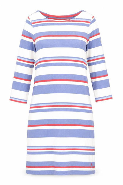 Joules Women's Striped Boat Neck Dress, Blue, Size 8