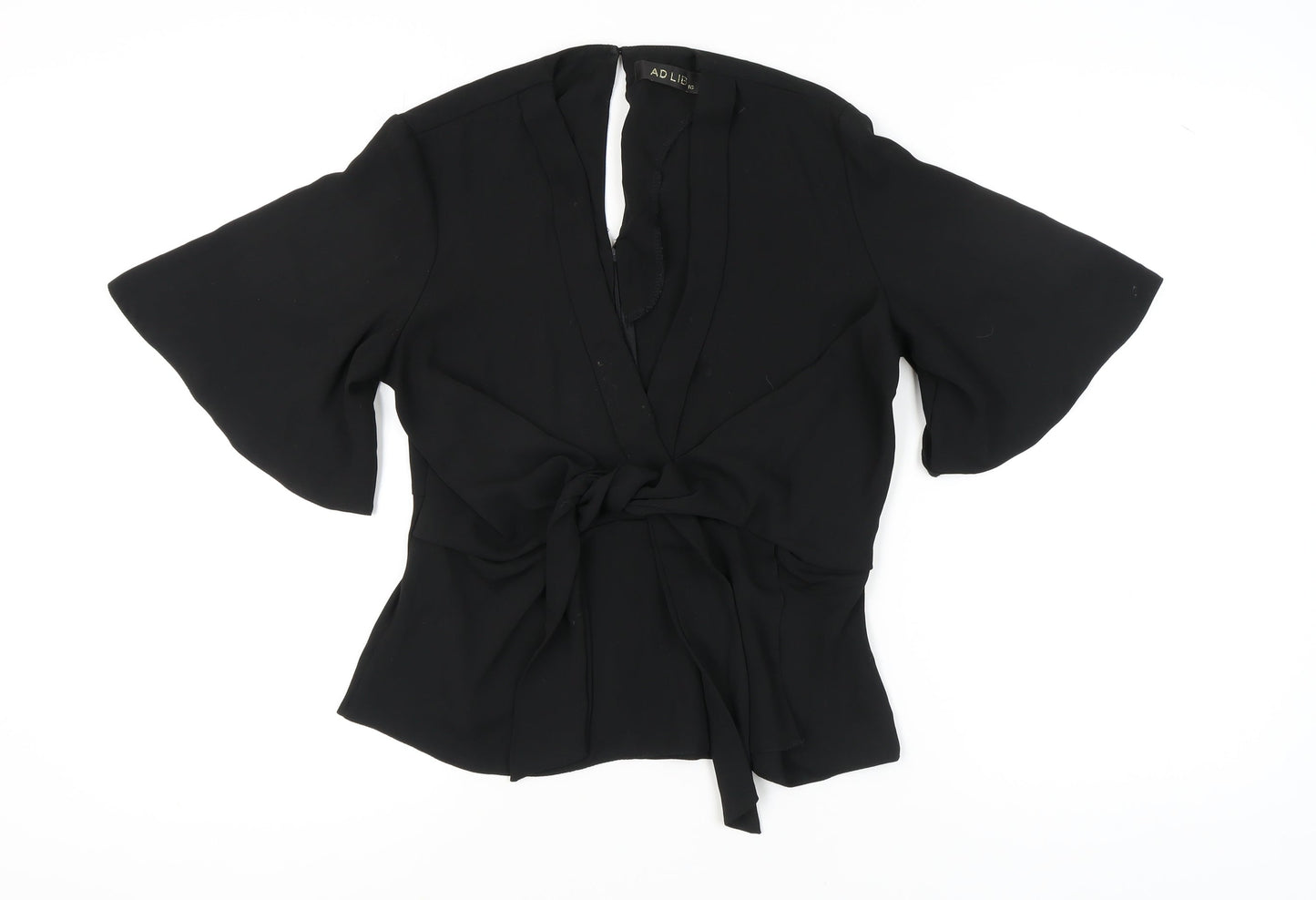 AD LIB Black Women's Wrap Blouse, Size 10