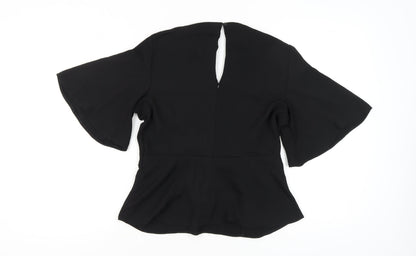 AD LIB Black Women's Wrap Blouse, Size 10