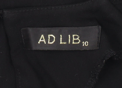 AD LIB Black Women's Wrap Blouse, Size 10