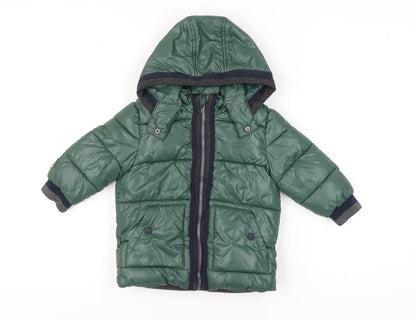 Mayoral Boys Green Puffer Jacket Age 2 Winter Warm Hooded
