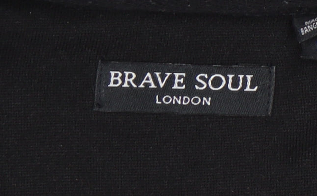 Mens UK Size XL Brave Soul Black Full Zip Hoodie