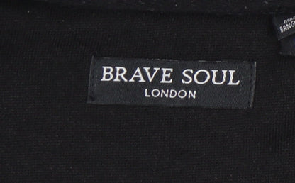 Mens UK Size XL Brave Soul Black Full Zip Hoodie