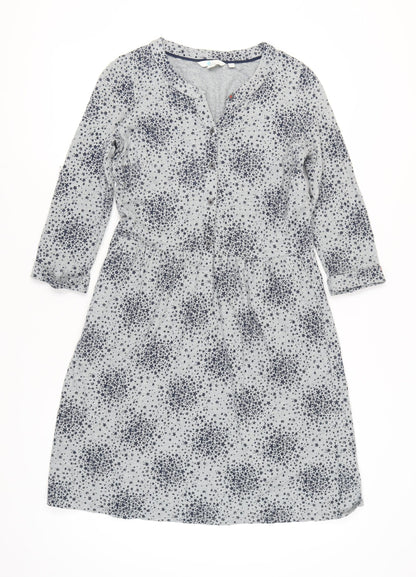 Boden Women's Grey Floral Long Sleeve Dress, Size 10