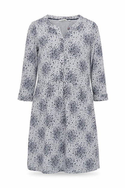 Front view of Boden Women's Grey Floral Long Sleeve Dress, size 10