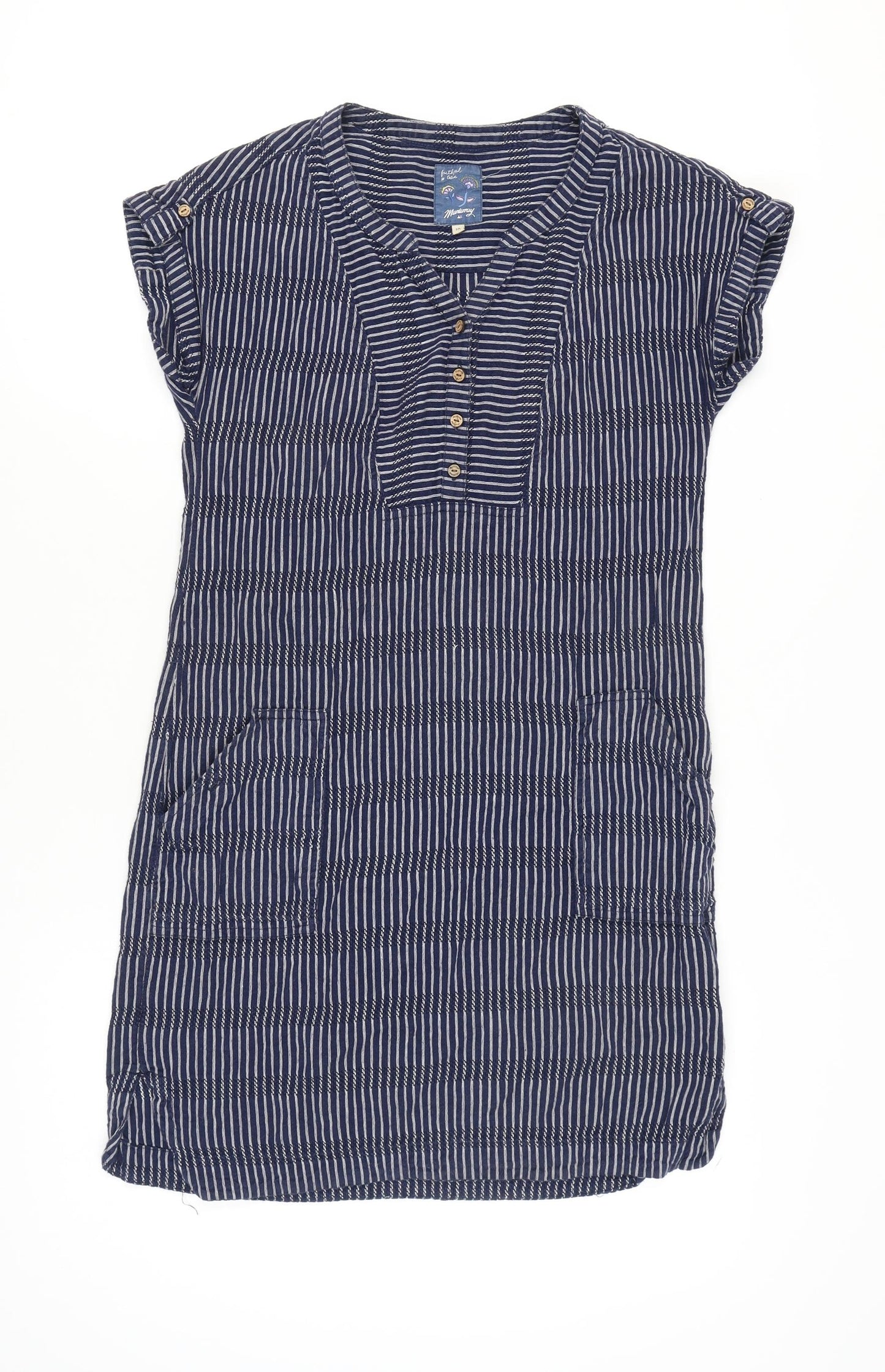 Mantaray Women's Blue Striped Shift Dress Size 10