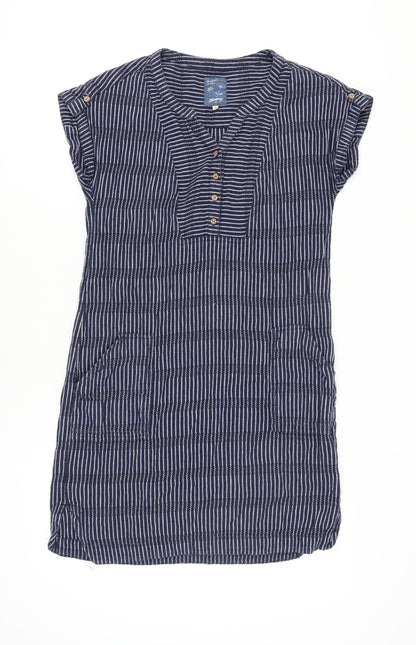 Mantaray Women's Blue Striped Shift Dress Size 10