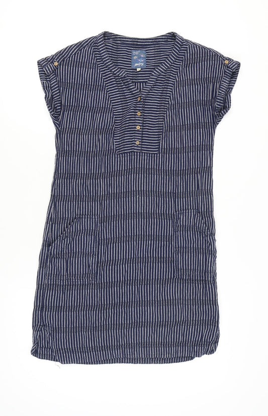 Mantaray Women's Blue Striped Shift Dress Size 10