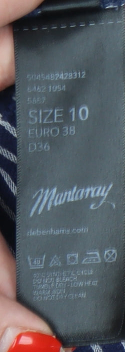 Mantaray Women's Blue Striped Shift Dress Size 10