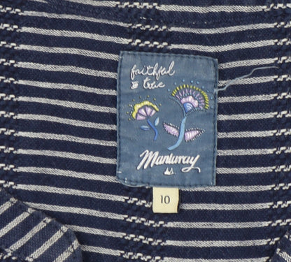 Mantaray Women's Blue Striped Shift Dress Size 10