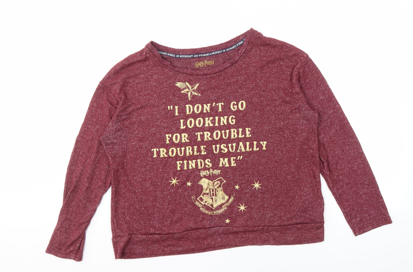 Harry Potter Women's Red Graphic Print T-Shirt L
