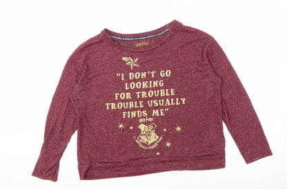 Harry Potter Women's Red Graphic Print T-Shirt L