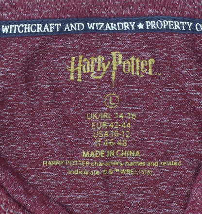 Harry Potter Women's Red Graphic Print T-Shirt L