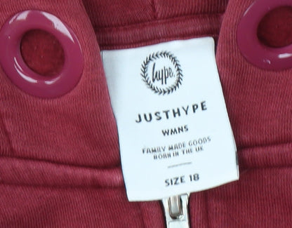 Hype Women's Red Full Zip Hoodie Size 18