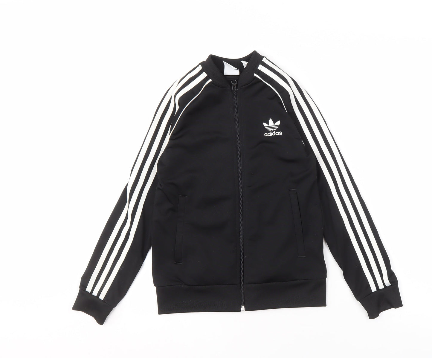 Adidas Boys Black Track Jacket 9-10 Years Full Zip Sports