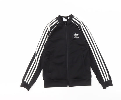 Adidas Boys Black Track Jacket 9-10 Years Full Zip Sports