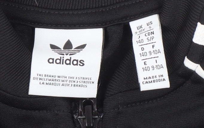 Adidas Boys Black Track Jacket 9-10 Years Full Zip Sports
